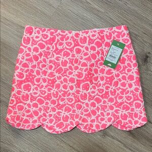 Lilly Pulitzer Pink & White Floral Scallop Hem Mini Skirt